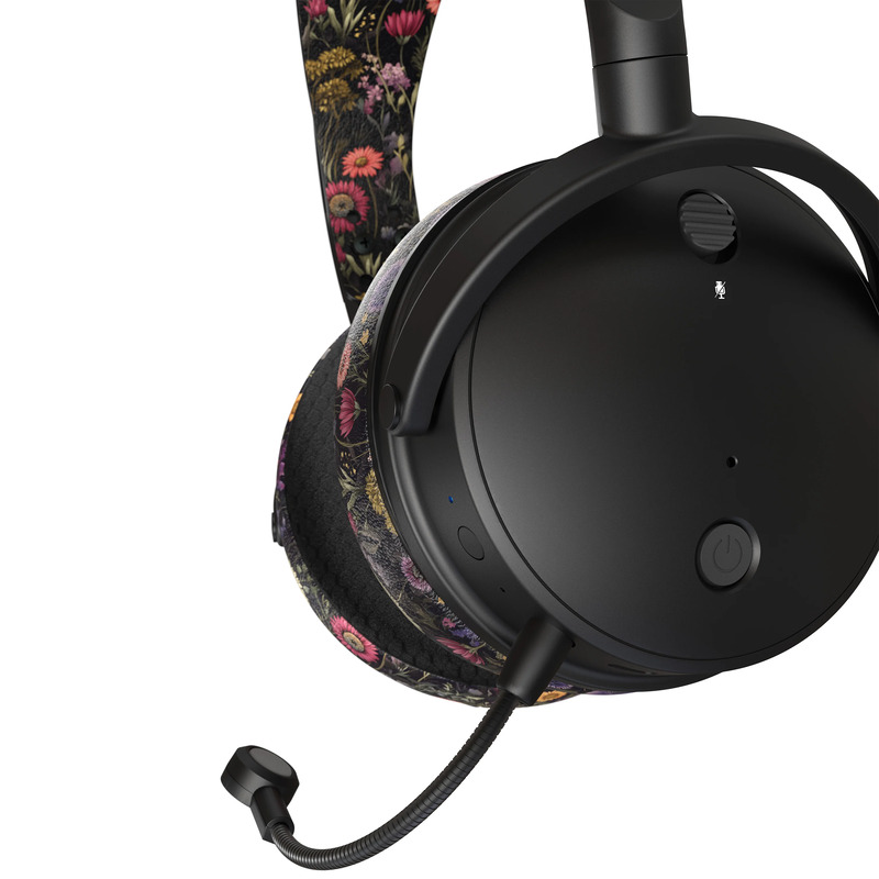 Shots of Audeze Maxwell Flora limited edition headset with floral trimming.