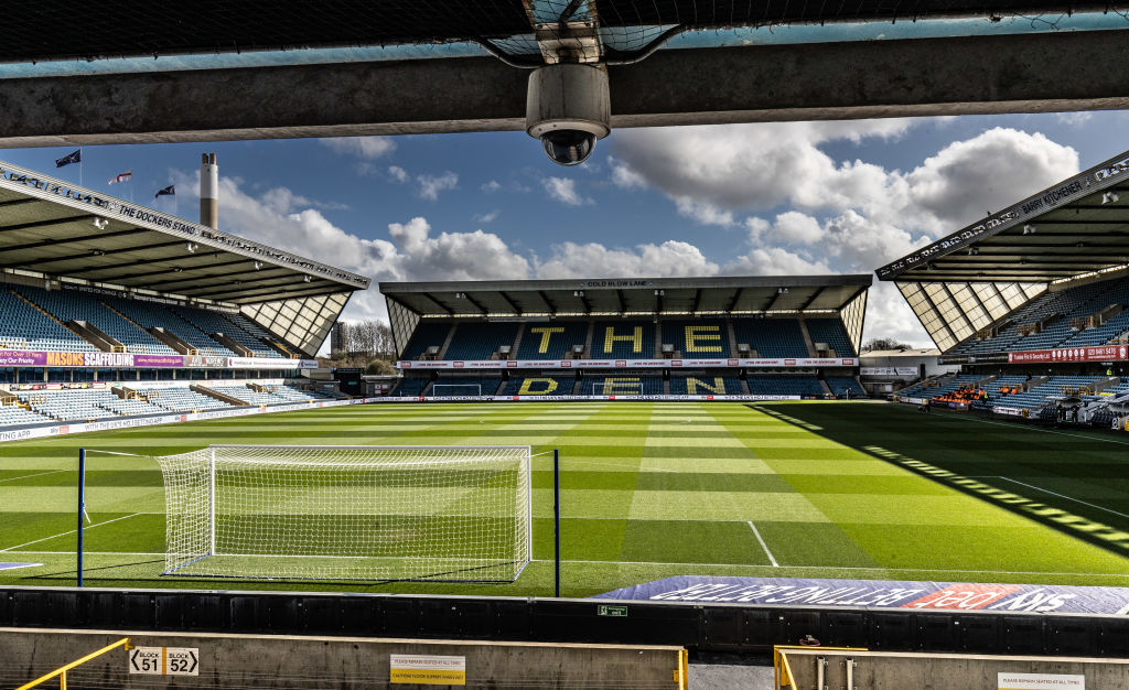 Una vista generale dello stadio Den durante la partita del campionato Sky Bet tra Millwall e Middlesbrough al Den il 12 marzo 2022 a Londra, Inghilterra.