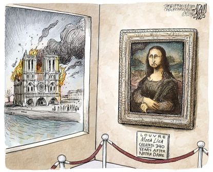 Editorial Cartoon U.S. notre dame Mona Lisa louvre architecture