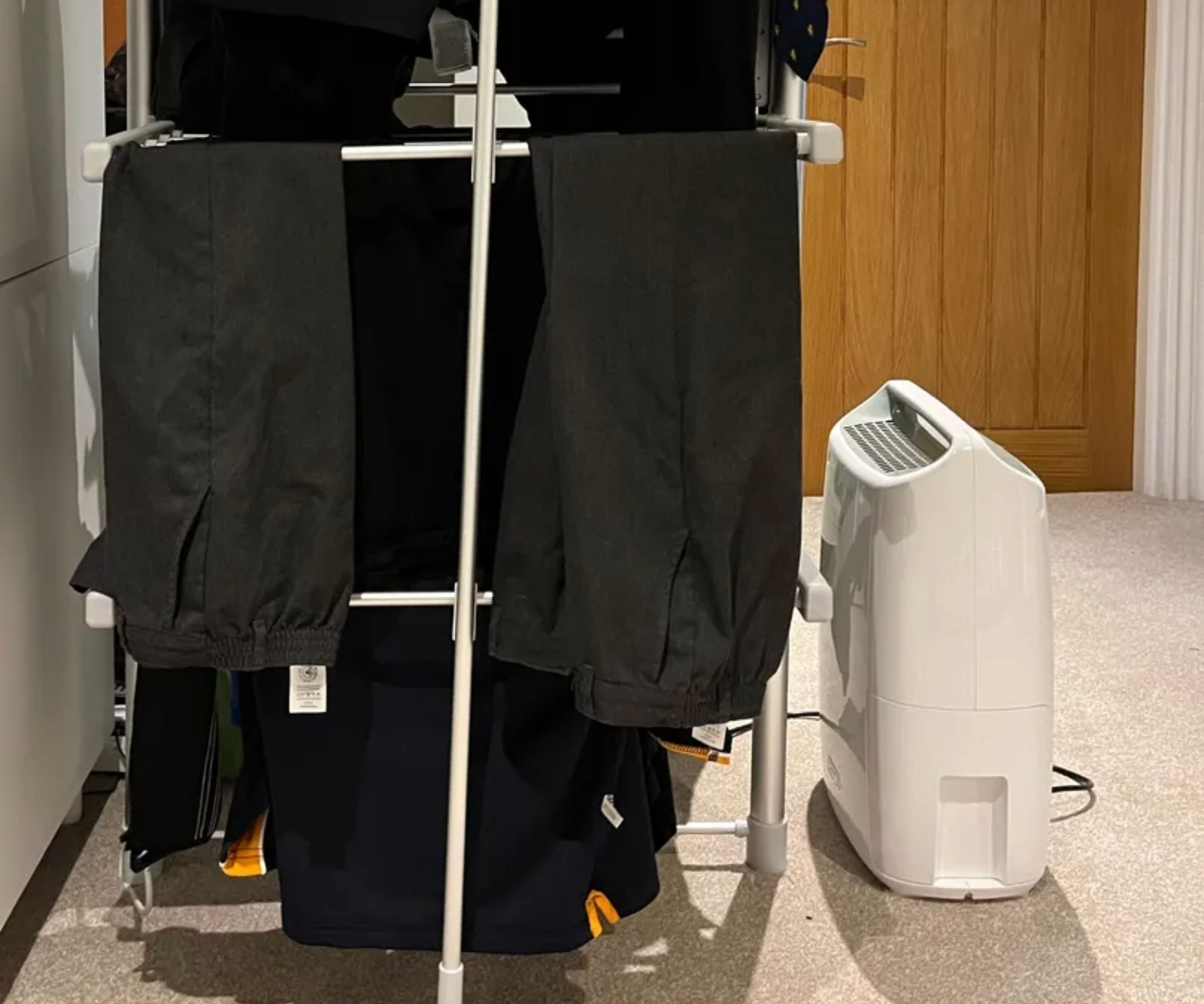 De'Longhi DEX212F 12L Tasciugo AriaDry Dehumidifier drying clothes