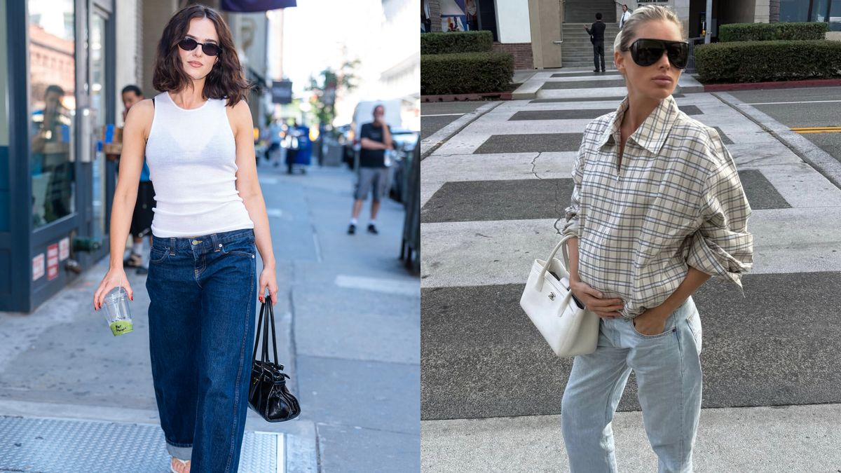 Celebs in Their 30s Are Styling Low-Rise Baggy Jeans With This One Sandal Color Trend