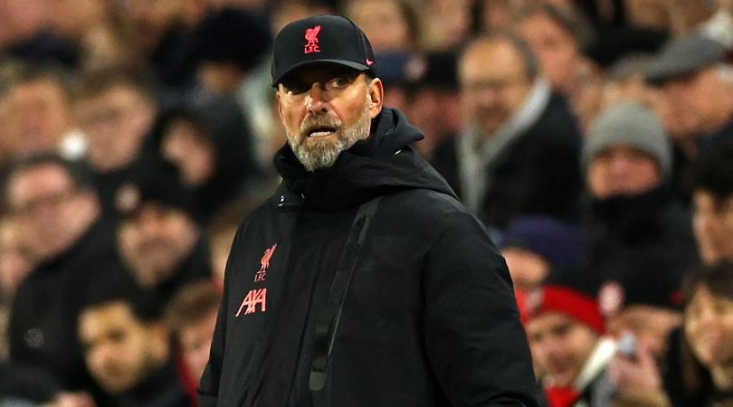 Jurgen Klopp pictured during Liverpool&#039;s 3-1 loss to Brentford in January 2023.