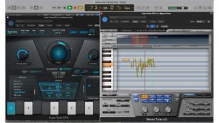 Antares Auto-tune and Waves Tune screen grabs side by side