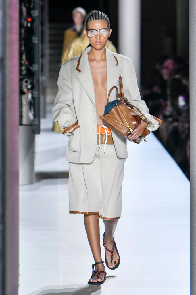 A model walks the runway during the Miu Miu Ready to Wear Spring/Summer 2024 fashion show as part of the Paris Fashion Week