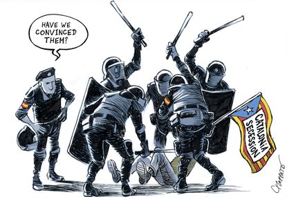 Political cartoon World Catalonia independence vote police