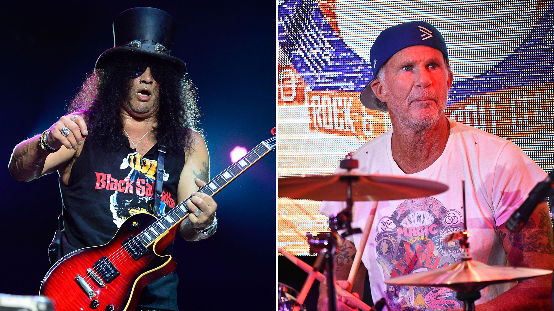 [L-R] Slash and Chad Smith