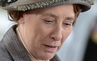 Phyllis Logan filming on the Downton Abbey TV series