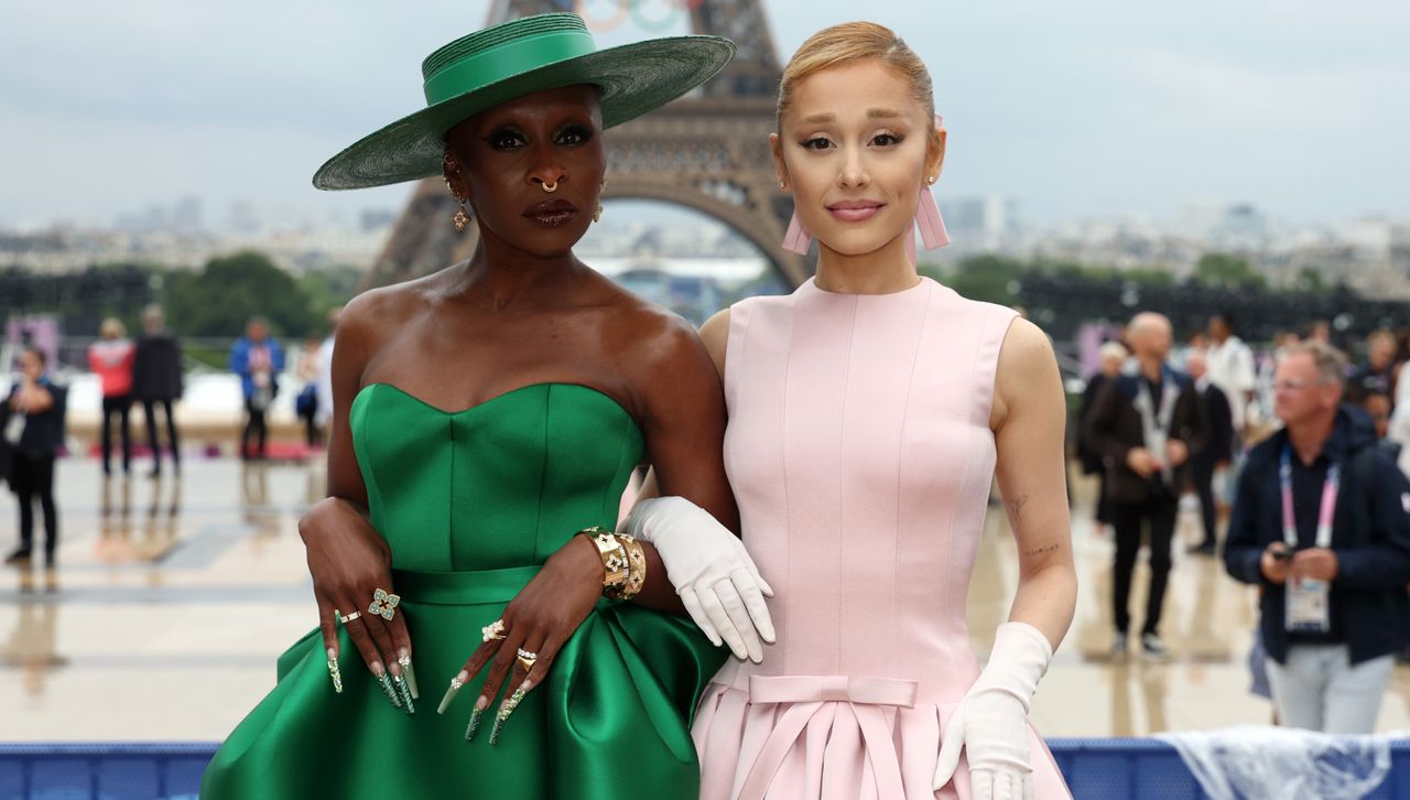 Cynthia Erivo and Ariana Grande attend the 2024 Paris Olympics Opening Ceremony wearing dresses referencing their &#039;Wicked&#039; Characters