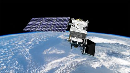 Render of NASA's PACE satellite in orbit