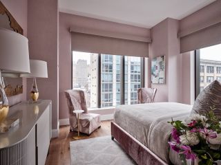 Neutral pink interiors in bedroom