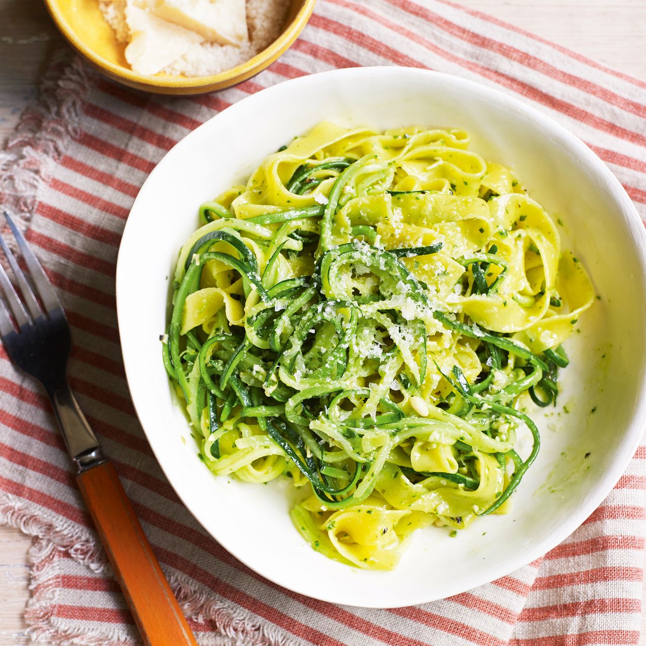 tagliatelle with pesto and courgettes