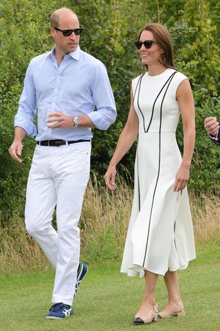 Prince William and Kate arrive for the Royal Charity Polo Cup 2022 in July 06, 2022 in Windsor, England.