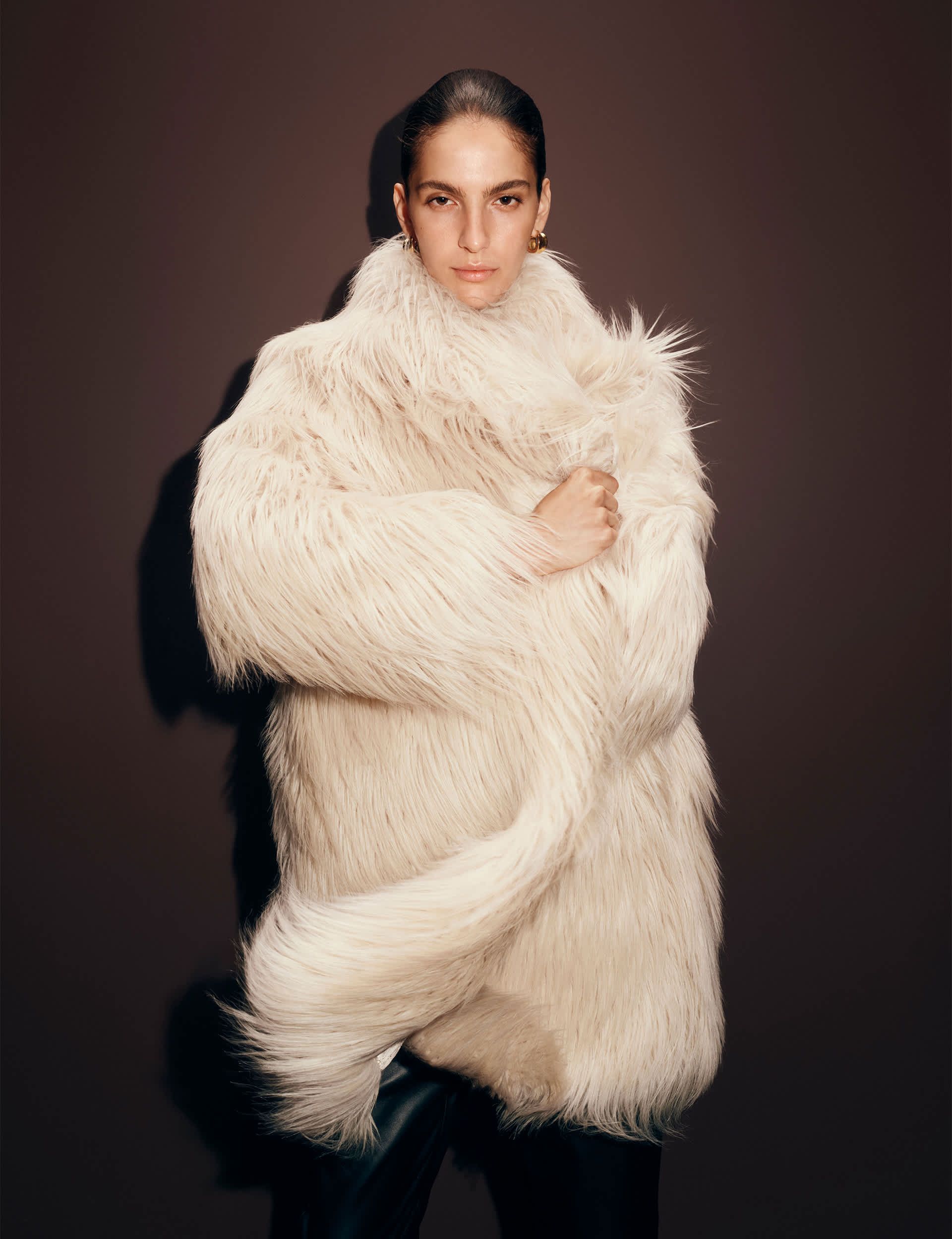 Faux Fur Collared Longline Coat