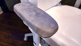 A closeup shot of the PlushCell memory foam armrests that come standard with the Secretlab Titan Evo NanoGen