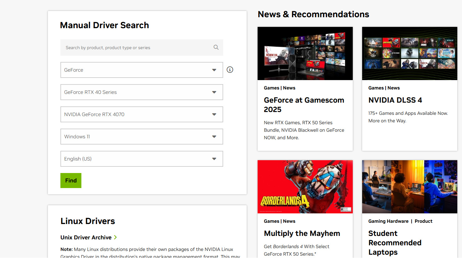 Screenshots showing how to update Nvidia and AMD drivers