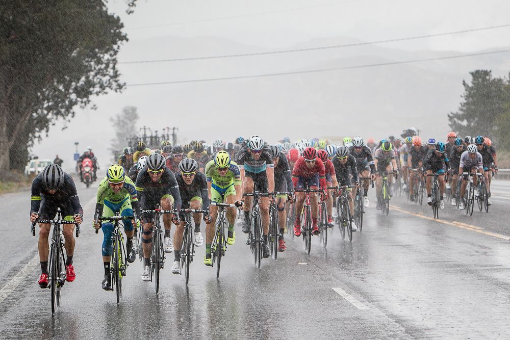 Rain soaked the riders on the way to Santa Clarita in the 2015 race.