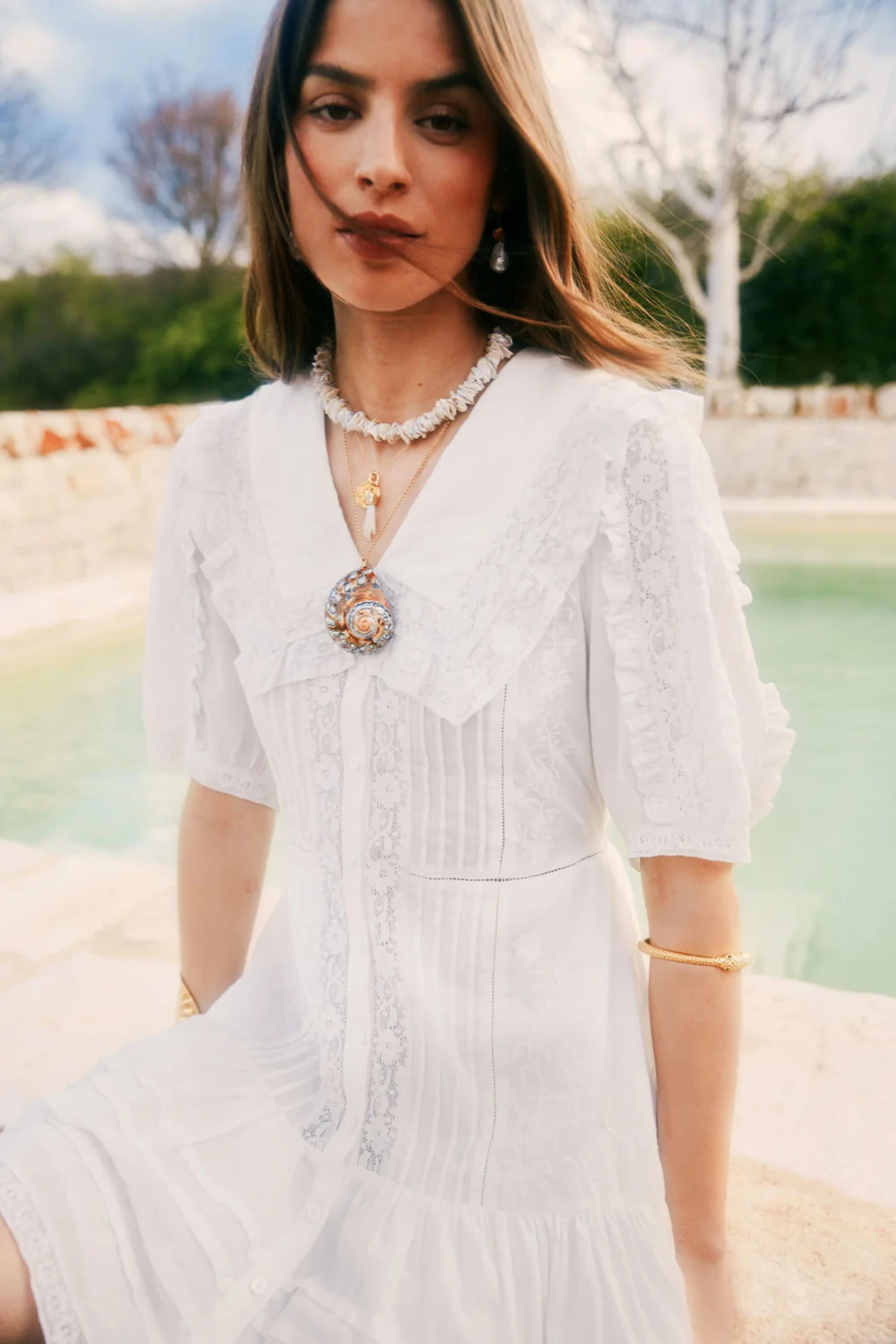 Rixo Dove dress on model 