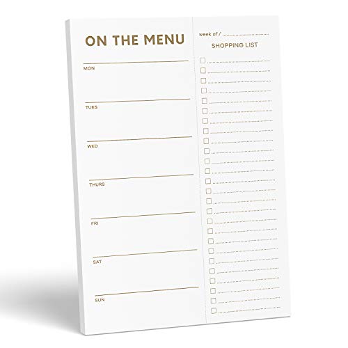 Sweetzer &amp;amp; Orange Gold Meal Planner and Grocery List Magnetic Notepad. 7x10&amp;rdquo; Meal Planning Pad With Tear Off Shopping List. Plan Weekly Menu Food for Weight Loss or Dinner List for Family!