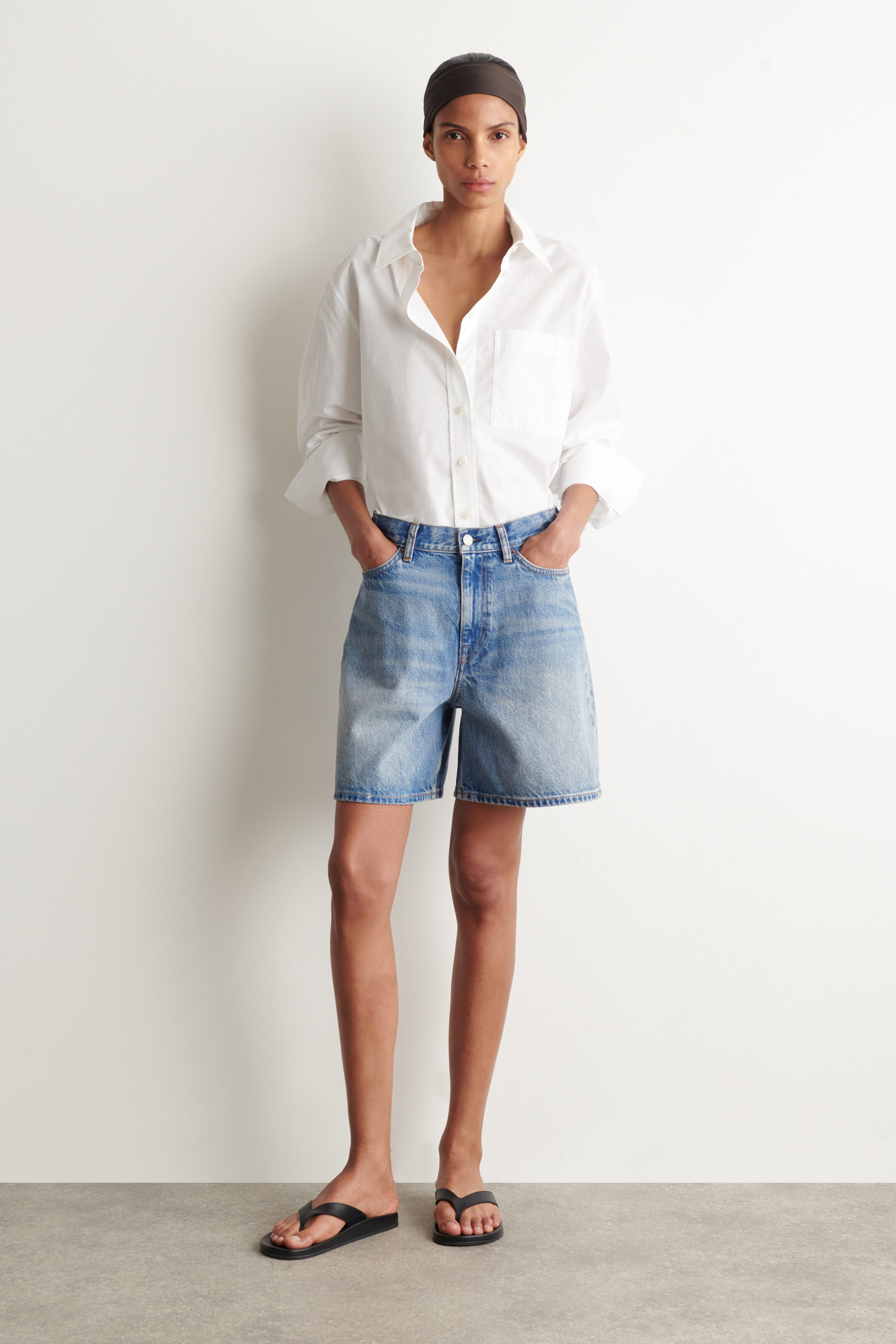 High-Rise Denim Shorts