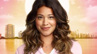 Gina Rodriguez as Jane Villanueva smiling at the camera for Jane the Virgin poster.