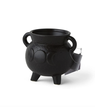 A black ceramic cauldron