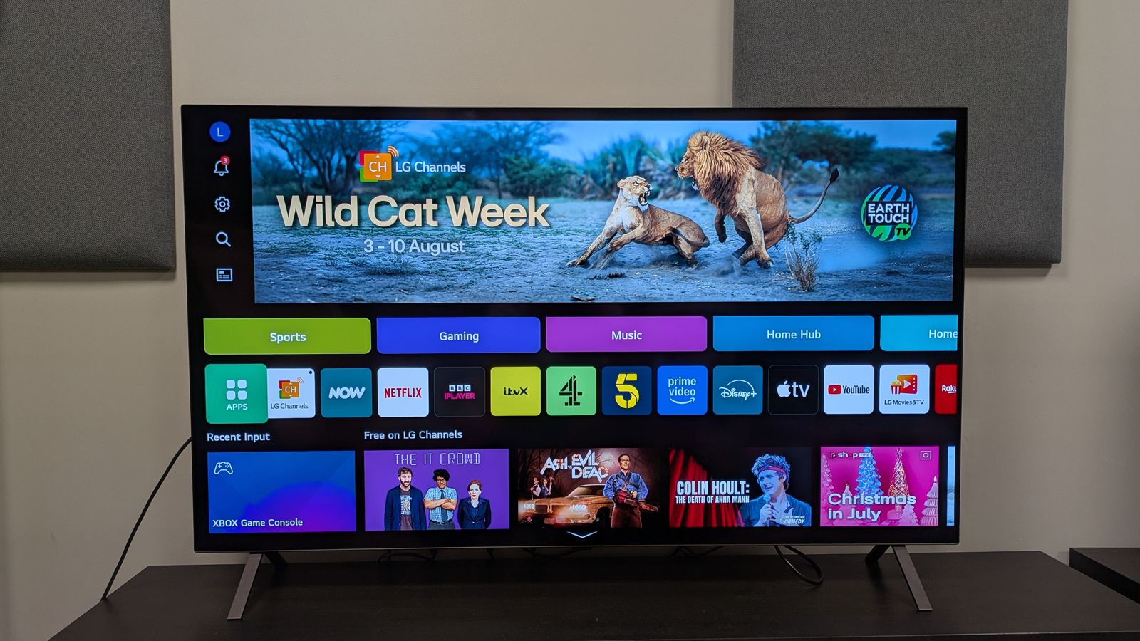LG B5 OLED TV with webOS 25 home page on screen