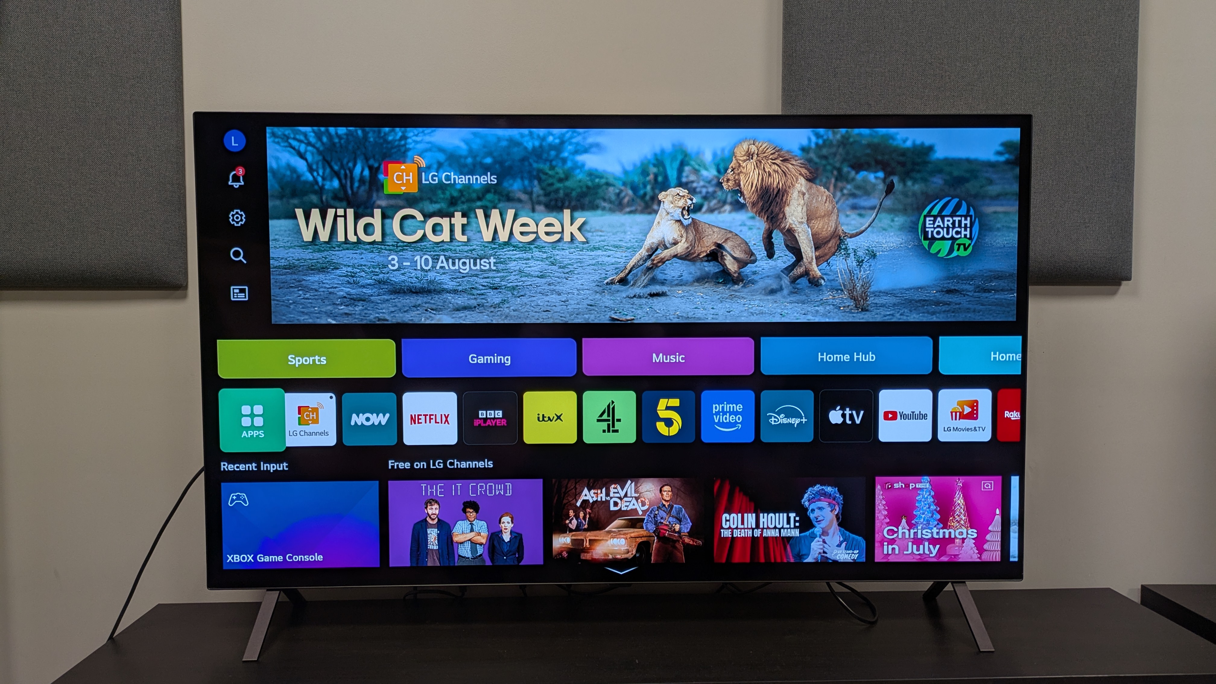 LG B5 OLED TV with webOS 25 home page on screen