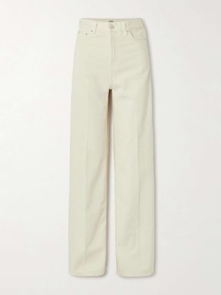 Pleated High-Rise Wide-Leg Organic Jeans