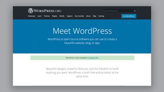 Homepage of Wordpress.org, one of the best blogging platforms, with the headline 'Meet WordPress'