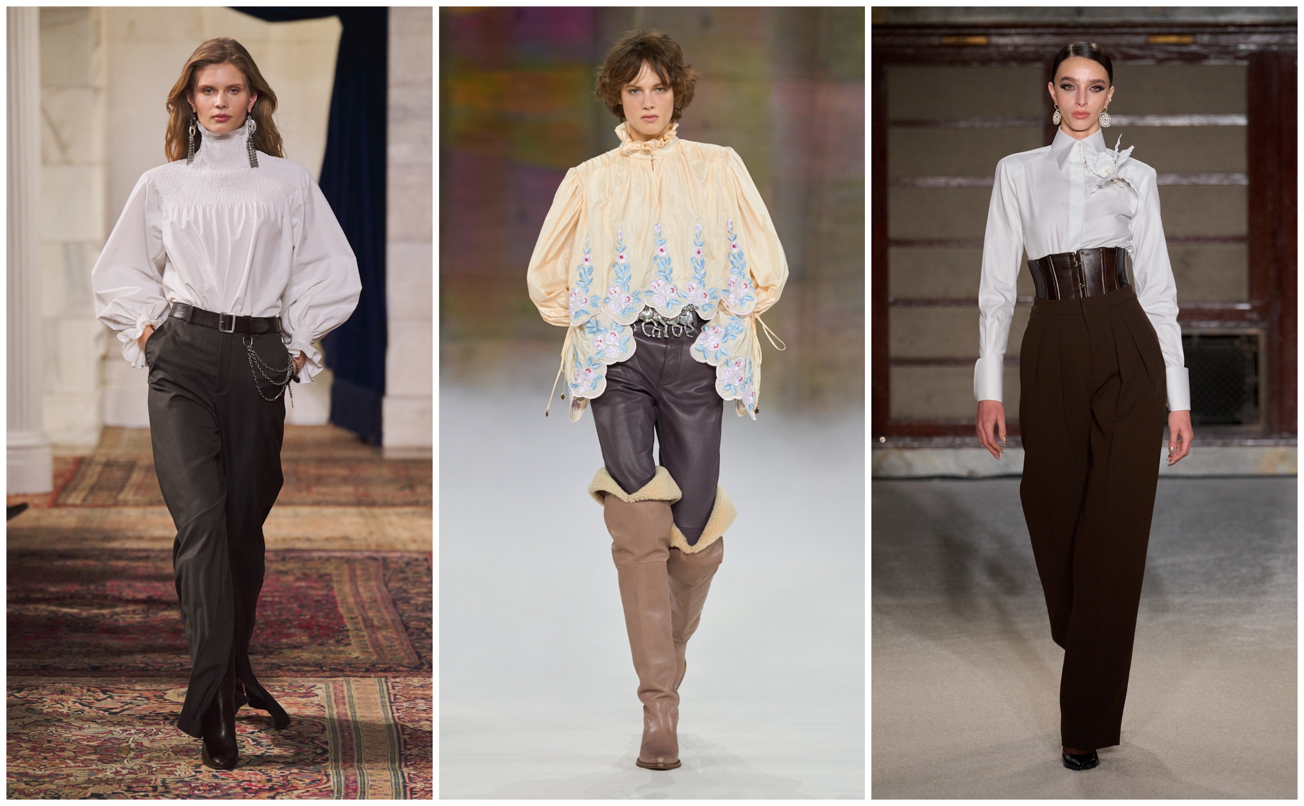high-neck tops on the fall 2026 runways of Ralph Lauren, Chlo&amp;eacute;, Sergio Hudson