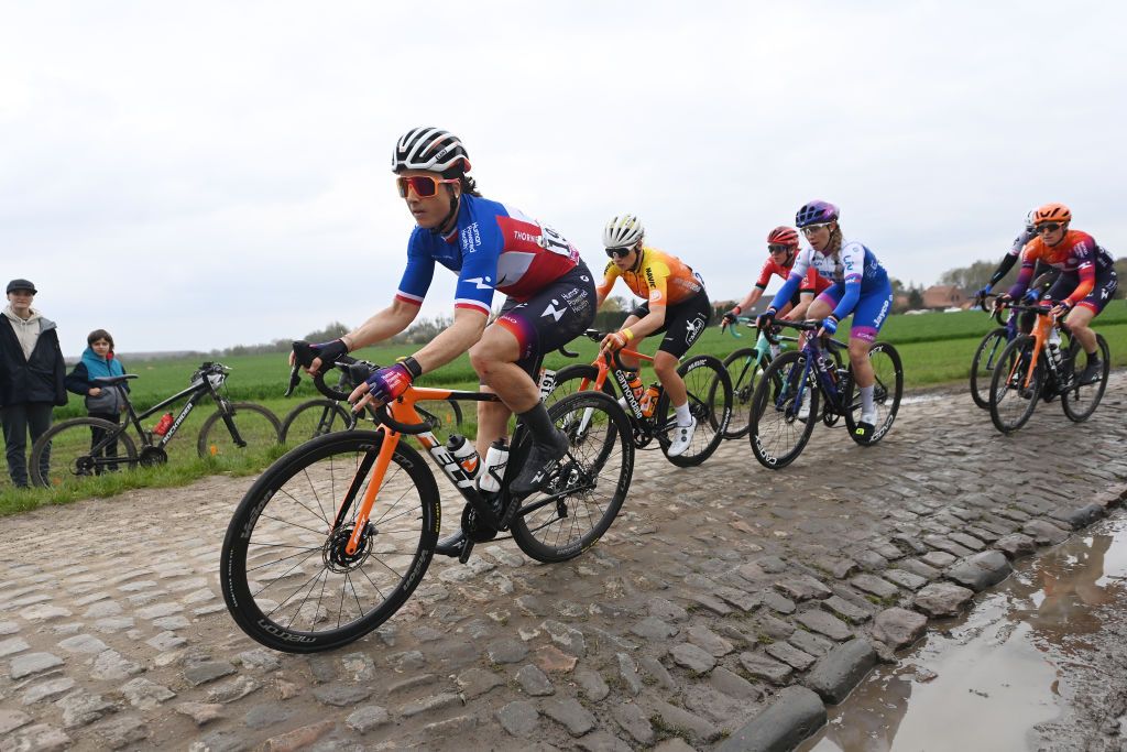 ROUBAIX FRANCE APRIL 08 Audrey CordonRagot of France and Team Human Powered Health competes during the 3rd ParisRoubaix Femmes 2023 a 1454km one day race from Denain to Roubaix UCIWWT on April 08 2023 in Roubaix France Photo by Tim de WaeleGetty Images