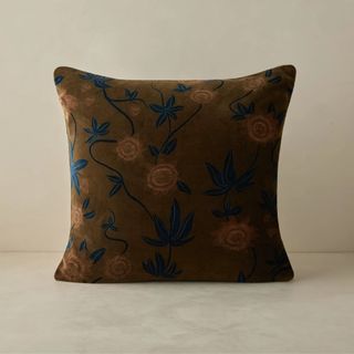 muddy brown floral square cushion