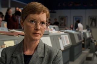 A last look back at Mission Control. NASA director Margo Madison (Wrenn Schmidt) on the set in the season three finale of "For All Mankind," now streaming on Apple TV+.