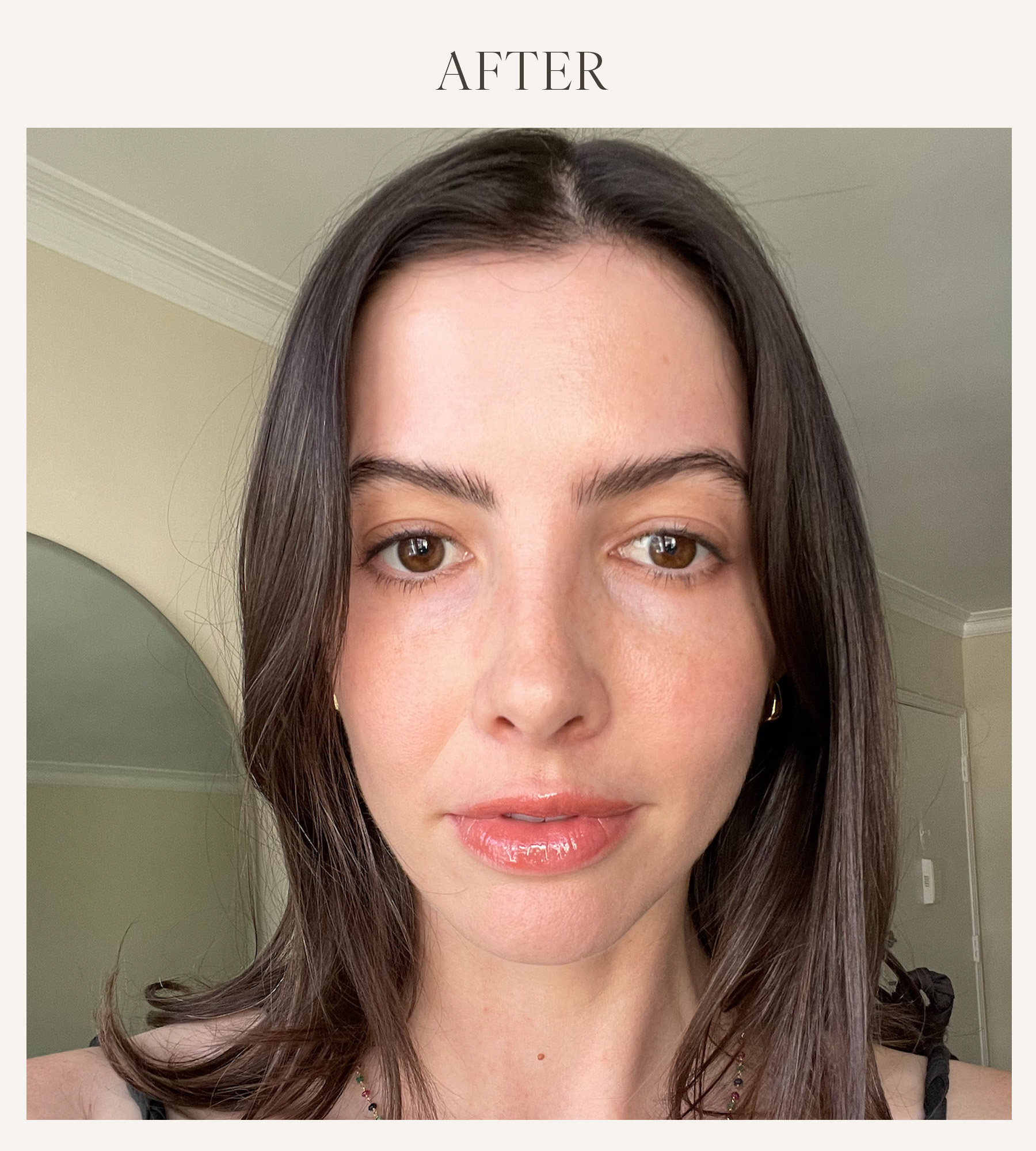 After photo of Kat Collings testing the e.l.f. lip plumper 