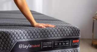 A close up image of the Layla Hybrid mattress