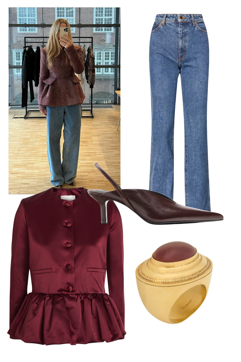 @denisechristensenbc wears peplum jacket blue jeans