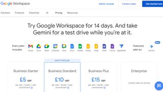 Website screenshot for Google Workspace