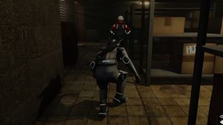 Stealth operative sneaks up behind unsuspecting victim