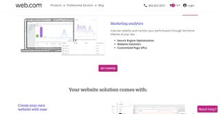Web.com's webpage discussing its website builder's analytics tools