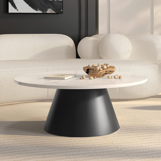 coffee table with conical bottom and marble top