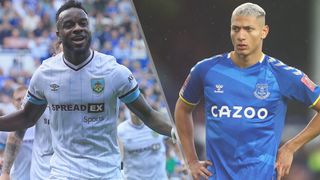 Maxwel Cornet of Burnley and Richarlison of Everton could both feature in the Burnley vs Everton live stream