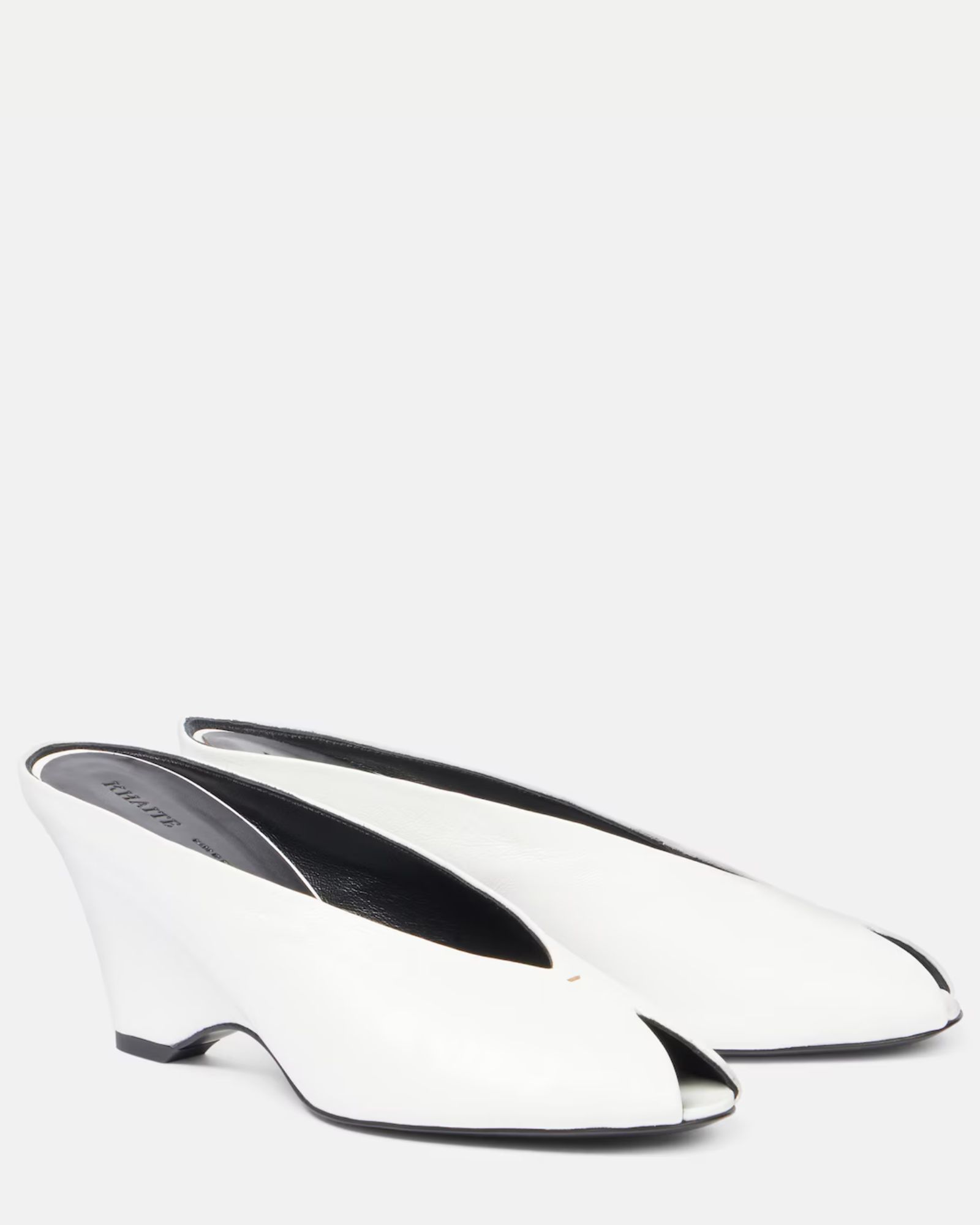 Khaite Cloak 75 leather peep-toe wedge mules