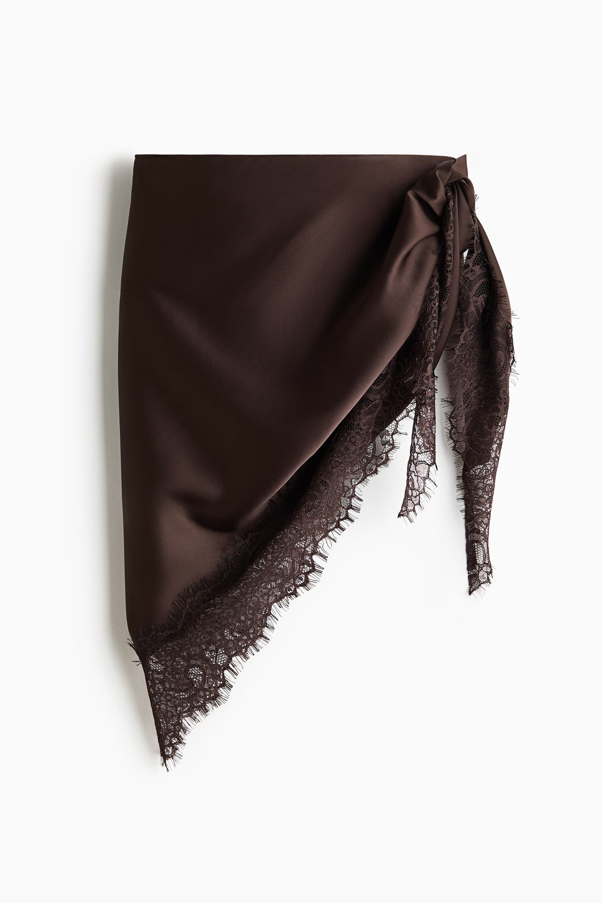 Lace-Trimmed Triangle Scarf - Black
