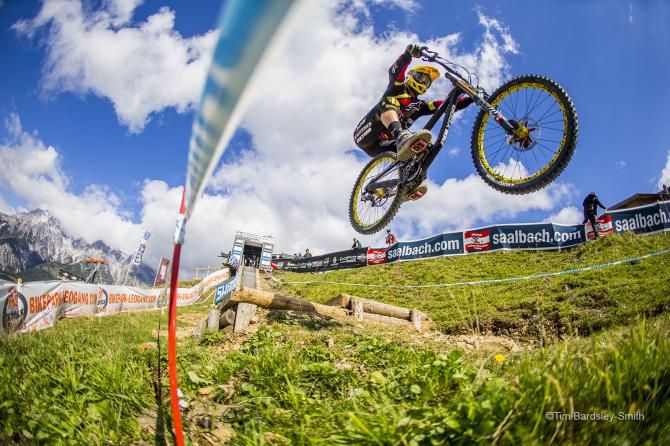 Getting some air time in the downhill