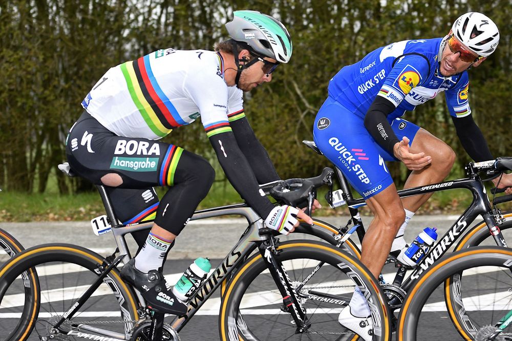 Peter Sagan (Bora - Hansgrohe) and Philippe Gilbert (Quick-Step - Floors) at E3 Harelbeke
