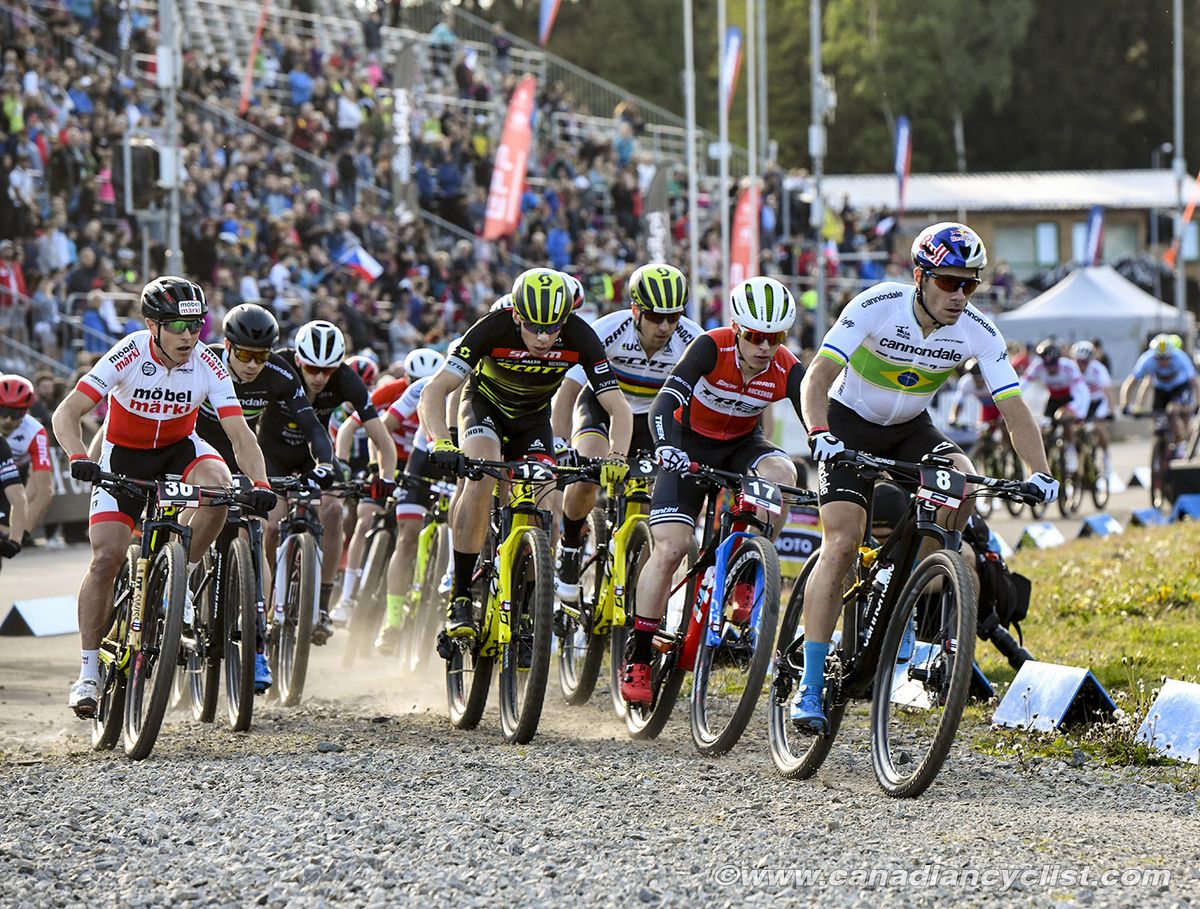 Henrique Avancini (Cannondale Factory Racing) takes the lead