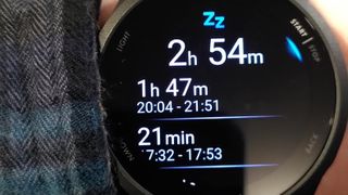 Several hours of napping logged on Garmin Forerunner 165 watch