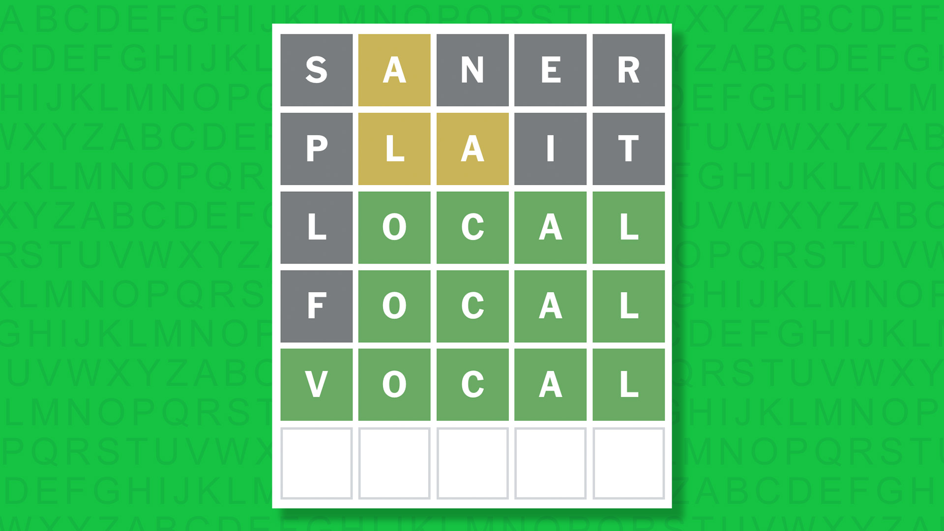 NYT Wordle answer for game 1798 on a green background
