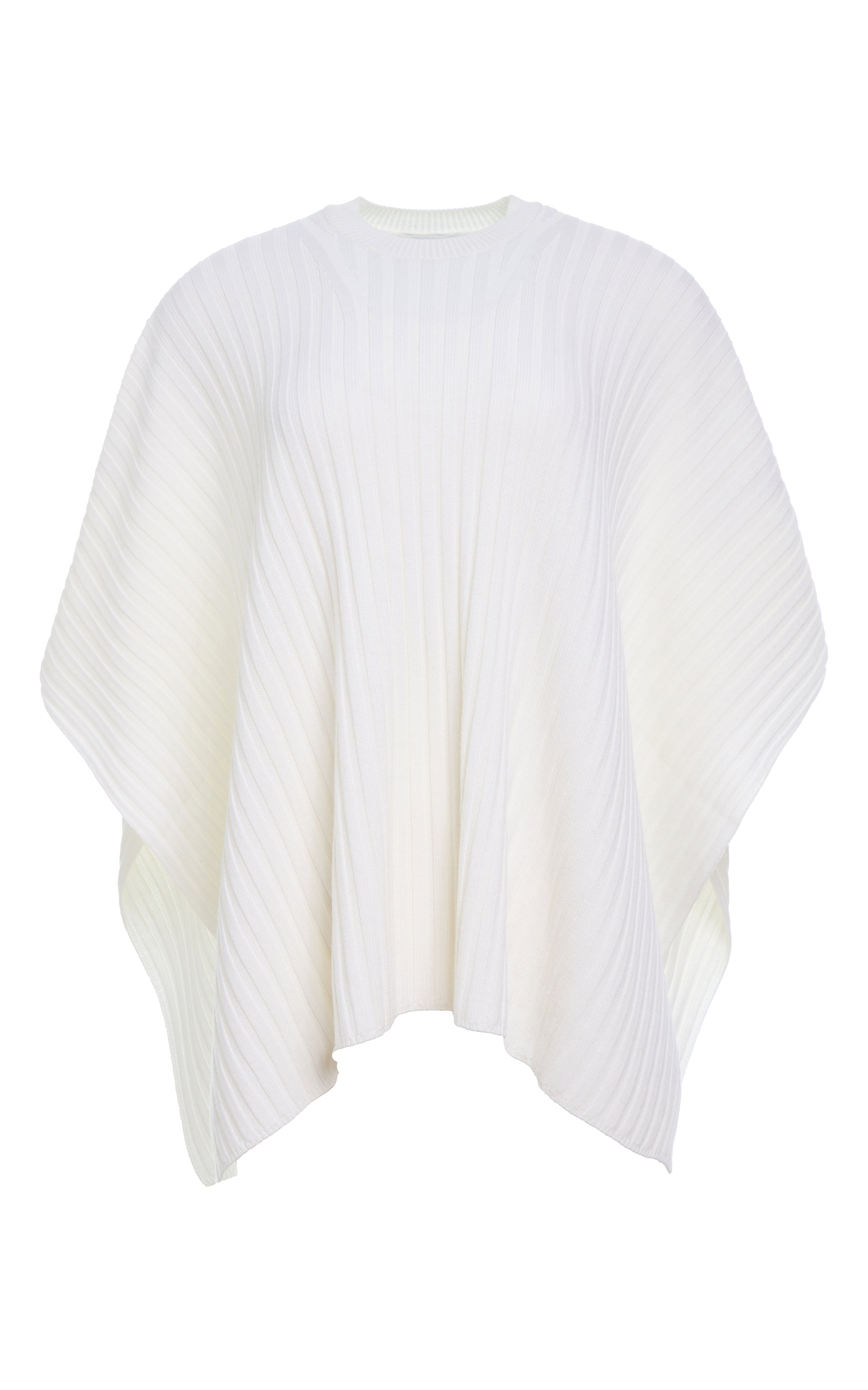 Baron Knit Cropped Poncho in Ivory Merino Wool Cashmere
