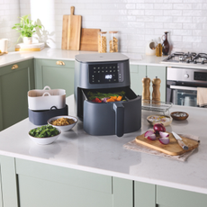 Aldi air fryer in green modern kitchen
